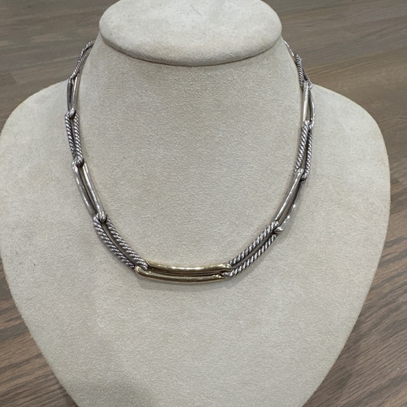 David Yurman Jewelry - David Yurman Labyrinth necklace in sterling silver and 14k yellow gold